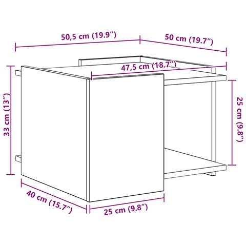 Tavolino da salotto Grigio Sonoma 50,5 x 50 x 33 cm - Foto 9