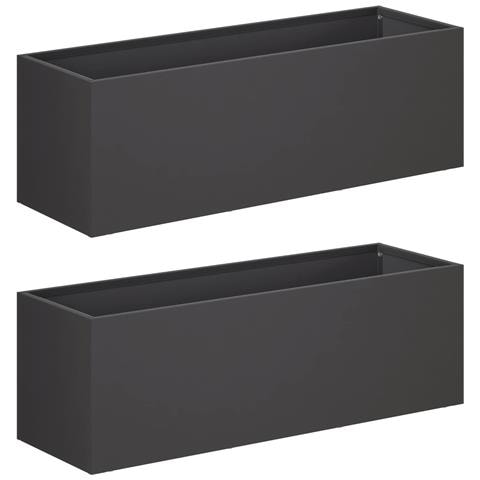 Vaso da giardino 2 pz Nero 40 x 20 x 20 cm - Foto 1