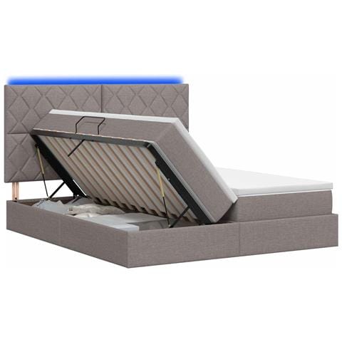 Letto con contenitore LED e materasso Tortora 180 x 200 cm - Foto 1