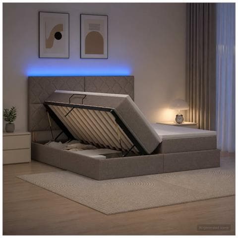 Letto con contenitore LED e materasso Tortora 180 x 200 cm - Foto 2