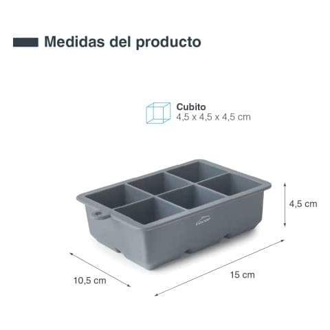 63339 - Vassoio per cubetti di ghiaccio, vassoio per cubetti di ghiaccio in silicone XL, 6 cubetti quadrati grandi - Foto 2
