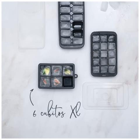 63339 - Vassoio per cubetti di ghiaccio, vassoio per cubetti di ghiaccio in silicone XL, 6 cubetti quadrati grandi - Foto 3