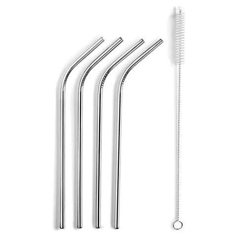 Set di 4 cannucce + spazzolino, acciaio inox, 21,5 cm - Foto 1