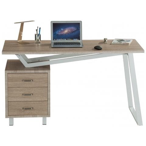 Scrivania Per Computer Dal Design Moderno Con Tre Cassetti Quercia - Foto 1