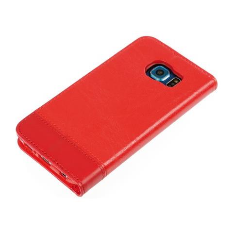 Wallet Folio Case, Cover A Libro - Samsung Galaxy S6 - Rosso - Foto 2