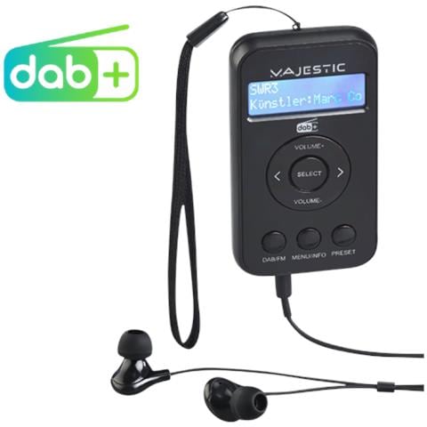 Radio Portatile DAB / DAB+ / FM Batteria Ricaricabile con Auricolari e Laccio per il Trasporto Colore Nero - Foto 2