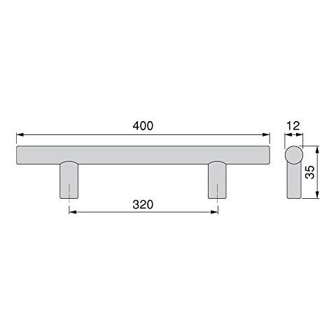 9156251 Maniglia Per Mobile, Diametro 12 Mm, Interasse 320 Mm, Nichel Satinato, Cc 320mm - Foto 2