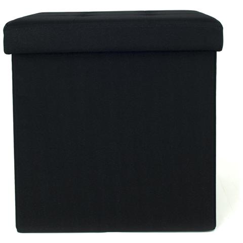 Pouf Contenitore Imbottito Pieghevole Modello Liner Colore Nero   - Foto 1