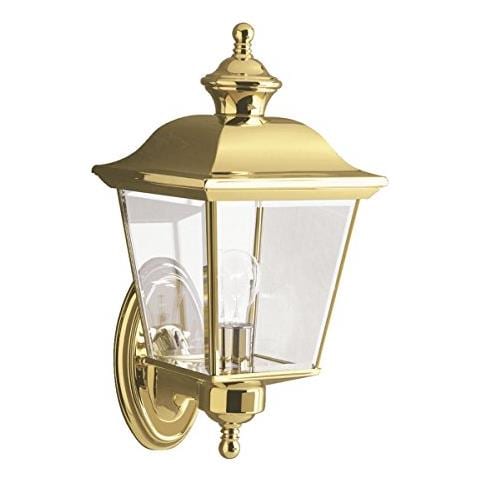 Elstead Bay Shore - 1 Lanterna Da Parete Da Esterno Media Luce Ottone Lucido Ip44, E27 - Foto 1