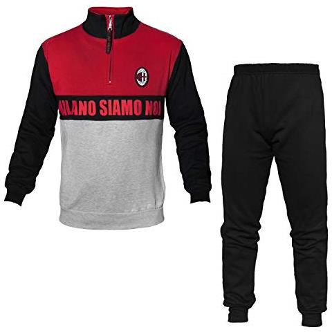 Pigiama Tuta Uomo In Felpa Cotone Mezza Zip Ac Milan Prodotto Ufficiale Art. Mi14084 (l, Rosso)  - Foto 1