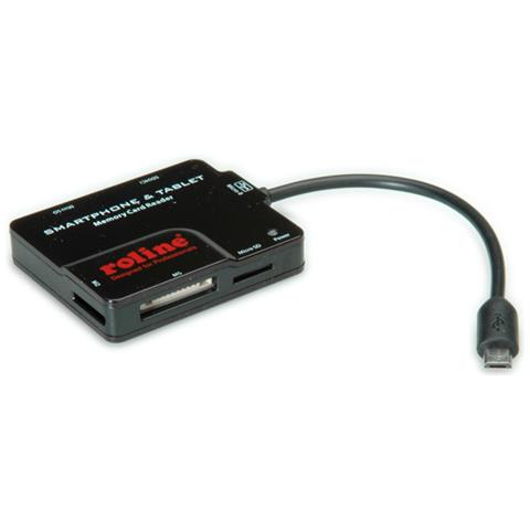 USB 2.0 CardReader for Android Smartphone+Tablet black, 12 x 63 x 50 mm - Foto 1