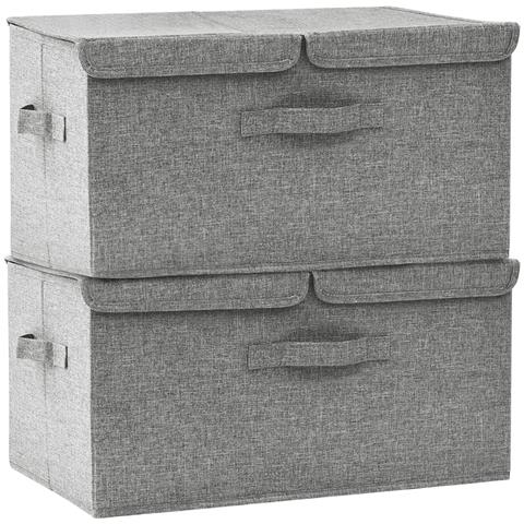 Contenitore Portaoggetti | Scatole Portaoggetti in Tessuto 70x40x18 cm Crema CFW756842 | Leroy Merlin