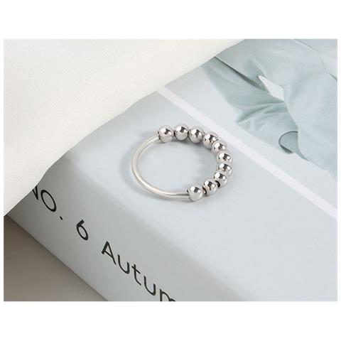 Anello Antistress Con 10 Sfere Girevoli Rame Argento 20,5 Mm  20.5 Mm - Foto 14