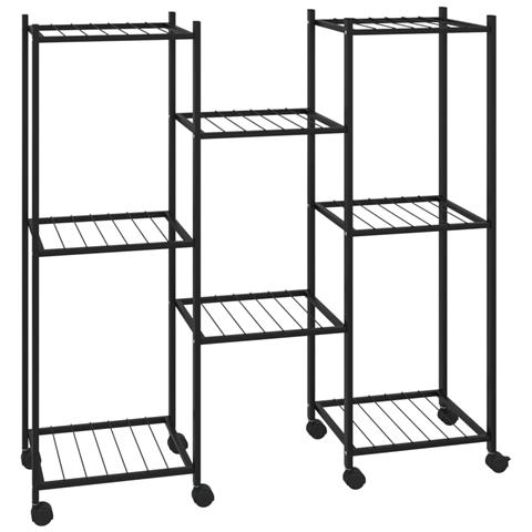 Portafiori Con Ruote 83x25x83,5 Cm Ferro Nero - Foto 2