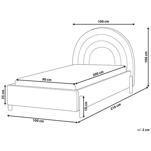 Letto Singolo Velluto Azzurro 90 X 200 Cm Anet - Foto 8