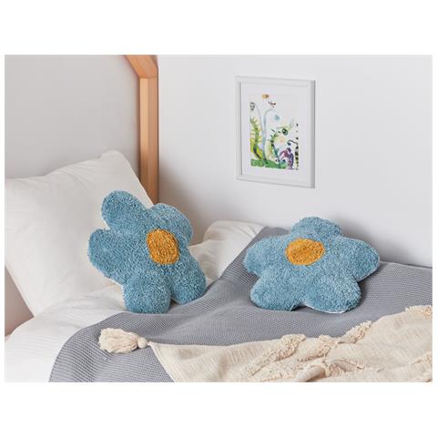 Set Di 2 Cuscini Sorrel Cotone 30 X 30 Cm Blu Fiore - Foto 1