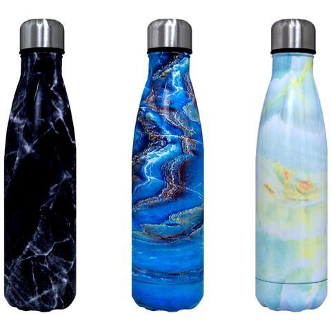 Borraccia Termica Marmo 500ml Bottiglia Acqua Thermos Caffè Bevande Calde Acciaio Borraccia Nero - Foto 4