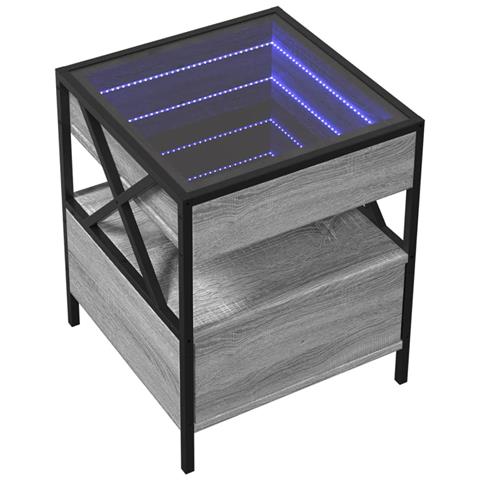 Comodino Con Led Infinity Grigio Sonoma 40x40x51 Cm - Foto 3