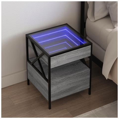 Comodino Con Led Infinity Grigio Sonoma 40x40x51 Cm - Foto 1