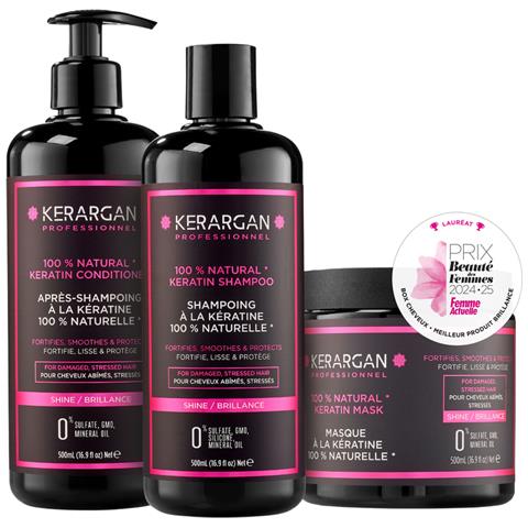 Trio Ultra Riparatore Shampoo, Balsamo & Maschera Alla Cheratina Per Capelli Danneggiati E Stressati - Nutre, Liscia & Rinforza - Senza Solfati, Ogm, Silicone - 3x500 Ml - Foto 1