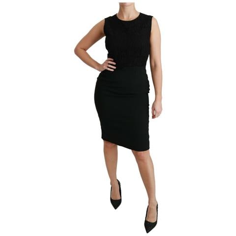 Abito Tubino In Pizzo Floreale Nero - It38-xs - Foto 1