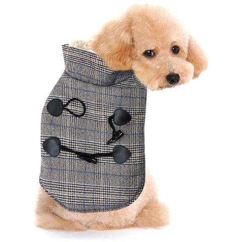 Cappotto Per Cani Invernale, Stile Scozzese Grigio Con Bottoni, Giacca Elegante Per Cuccioli (l) - Foto 1