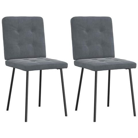 Sedie Da Pranzo 2 Pz Grigio Scuro In Velluto - Foto 1