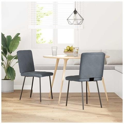 Sedie Da Pranzo 2 Pz Grigio Scuro In Velluto - Foto 2