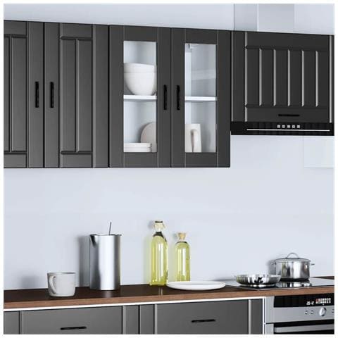 Pensile Da Cucina Con Porta In Vetro Porto Nero - Foto 3