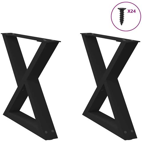 Gambe Per Tavolino 2 Pz Nero 50x(42-43,3) Cm In Acciaio - Foto 1