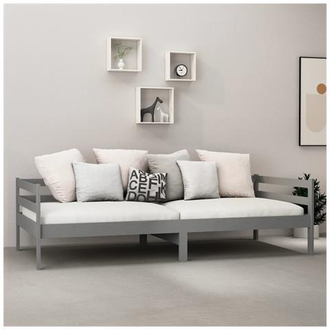 Dormeuse Grigia In Legno Massello Di Pino 90x200 Cm - Foto 2