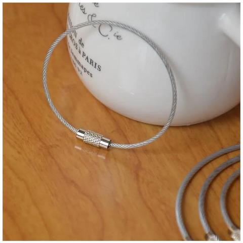 Portachiavi In Acciaio Inossidabile Con Cavo Metallico, Confezione Da 10 Pezzi - Cavo Per Anello Portachiavi Resistente - Foto 5