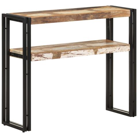 Tavolo Consolle 90x30x75 Cm In Legno Massello Di Recupero - Foto 8
