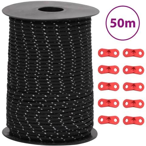 Corda Tenda con Strisce Riflettenti e Chiavi 50 m 3 mm - Foto 1