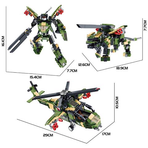 3 In 1 Elicottero Robot Militare 451 Pezzi Set Di Costruzione Trasformabile - Foto 3
