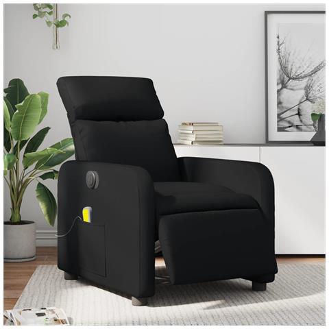 Poltrona Massaggiante Reclinabile Elettrica Nera in Similpelle - Foto 2