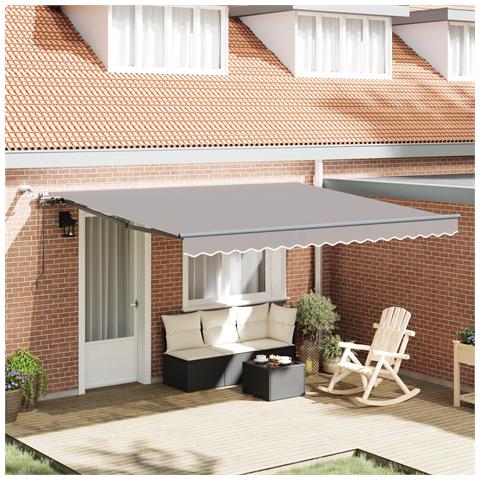 Tenda Retrattile Automatica  con Luce Grigia Chiara 400x350 cm, Tessuto di Ricambio per Tenda  per Struttura 4x3.5 m Grigia Chiara - Foto 2