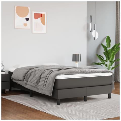 Giroletto a Molle con Materasso Grigio 120x200 cm in Similpelle - Foto 2