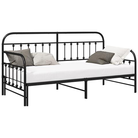 Struttura Daybed con lettino estraibile Nero 100x200 cm Acciaio - Foto 1