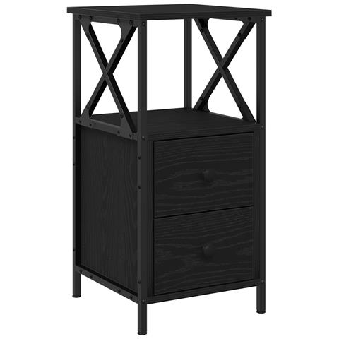 Comodino Nero Rovere 34x35,5x70 cm in Legno Ingegnerizzato - Foto 1