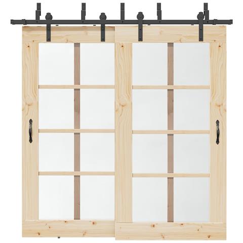 Kit di Binari per Porte Scorrevoli 213,5 cm Acciaio Nero - Foto 2