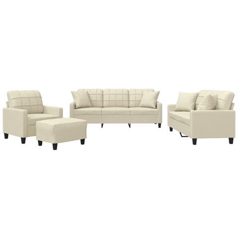 Set di Divani 4 pz con Cuscini Crema in Similpelle - Foto 1