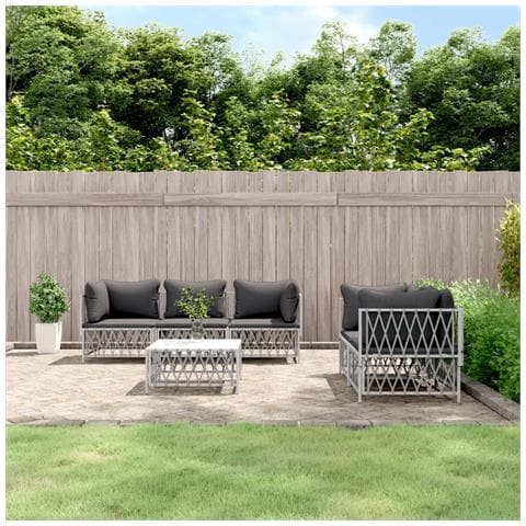 Set Salotto da Giardino 6 pz con Cuscini in Acciaio Bianco - Foto 2