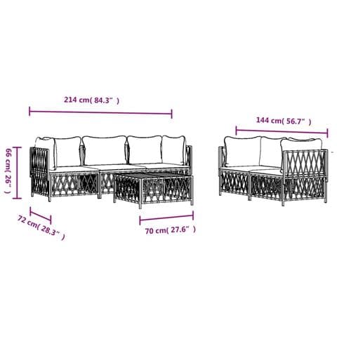 Set Salotto da Giardino 6 pz con Cuscini in Acciaio Bianco - Foto 9