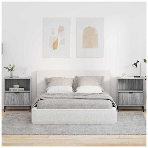 Comodini 2 pcs Grigio sonoma 49 x 36 x 61 cm Legno multistrato - Foto 2