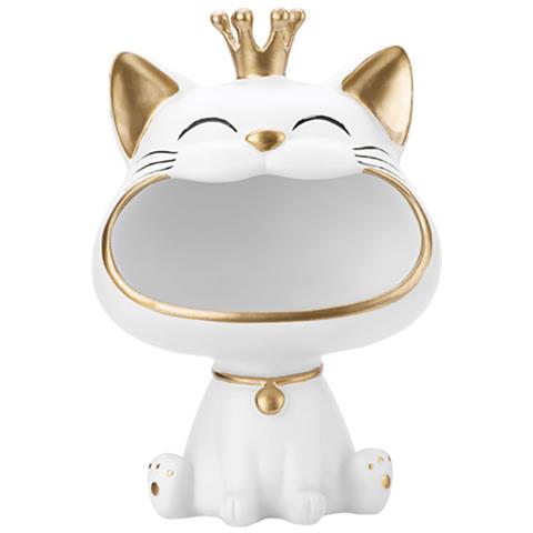 Decorazione Da Interni King Cat Con Grande Sorriso, Bianco - Foto 1