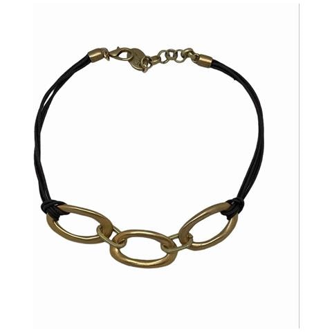 Girocollo In Oro E Cordino Placcato Marrone 3 Maglie 40 Cm - Foto 1