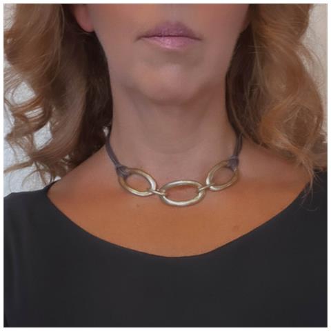 Girocollo In Oro E Cordino Placcato Marrone 3 Maglie 40 Cm - Foto 3