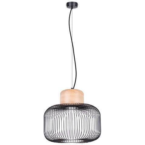 Lampada A Sospensione Gabbia 35 Sl. 1847 - Industriale Lampada A Sospensione Legno Nero /naturale 183x35x35 Cm - Foto 2