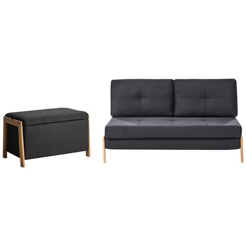 Set Da Salotto 3 Posti Edland Tessuto Nero Con Panca - Foto 2